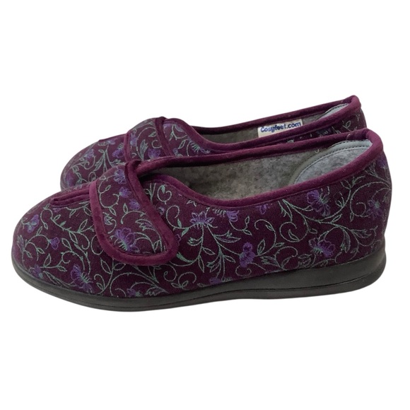 Cosyfeet Purple Floral Slippers - Picture 2 of 6